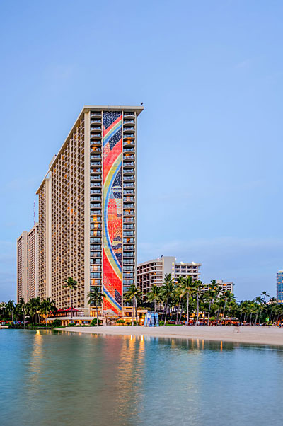 Het Hilton Rainbow Hotel op Hawai in volle glorie